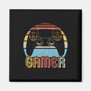 Vintage Retro Gamer Video Game Player Boys Teens M Magnet
