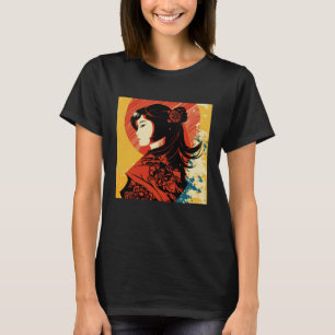 Vintage Retro Geisha Kimono Japanese Samurai Femal T-Shirt