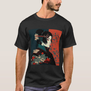 Vintage Retro Geisha Kimono Japanese Samurai Femal T-Shirt