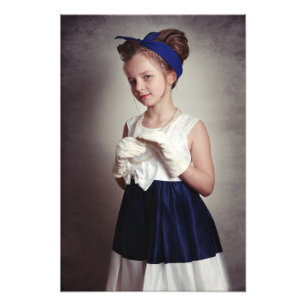 Vintage retro girl photo print