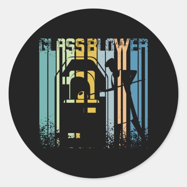 Vintage Retro Glassblower Classic Round Sticker (Front)