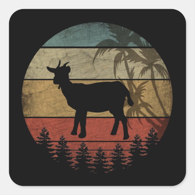 VINTAGE RETRO GOAT SQUARE STICKER (Front)