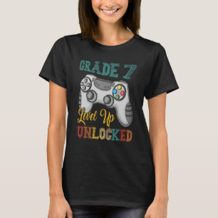 Vintage Retro Grade 7 Level Up Unlocked Game Contr T-Shirt