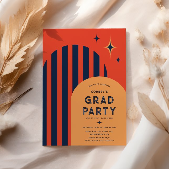 Vintage Retro Graduation Party Invitation (Creator Uploaded)