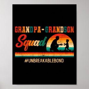 Vintage retro grandpa grandson squad father's day poster