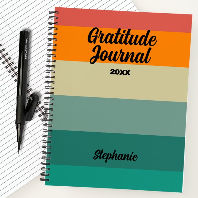 Vintage Retro Gratitude Journal With Year And Name (Creator Uploaded)
