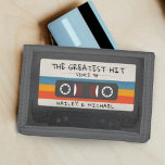 Vintage Retro Greatest Hit Cassette Tape Wedding Trifold Wallet<br><div class="desc">Cool retro cassette tape wallet with text "the greatest hit" for newlywed married couples.  Customise the text and the husband and wife name for a personalised gift.  Great lovers of classic and old school music.  Give as a Christmas,  bridal shower or wedding anniversary gift to a bride and groom.</div>