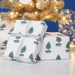 Vintage Retro Greenery Merry Christmas Wrapping Paper