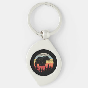 Vintage Retro Grizzly Bear Key Ring
