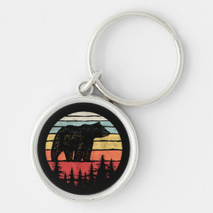 Vintage Retro Grizzly Bear Key Ring