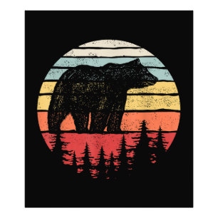 Vintage Retro Grizzly Bear Photo Print