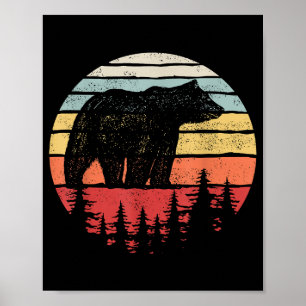 Vintage Retro Grizzly Bear Poster