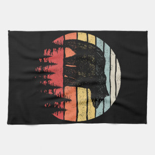 Vintage Retro Grizzly Bear Tea Towel