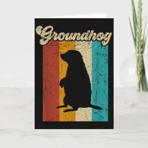 Vintage Retro Groundhog For Groundhog Day Men Wome Card
