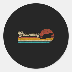 Vintage Retro Groundhog For Men Women Kids Groundh Classic Round Sticker