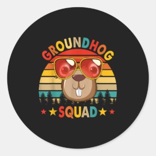 Vintage Retro Groundhog Funny Squad Groundhog Sung Classic Round Sticker