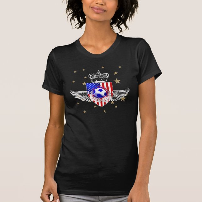 Vintage retro grunge USA girls soccer 2014 shirt (Front)