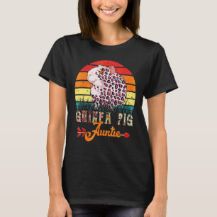 Vintage Retro Guinea Pig Auntie Flowers Leopard Gu T-Shirt