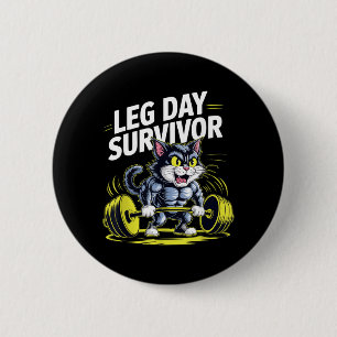 Vintage Retro Gym Cat Funny Weight Lifting Design 6 Cm Round Badge