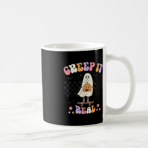 Vintage Retro Halloween Creep it real Ghost Boy Fa Coffee Mug