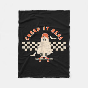 Vintage Retro Halloween Creep It Real Ghost Boy Fa Fleece Blanket