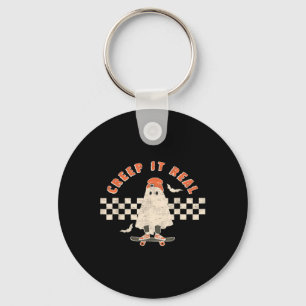 Vintage Retro Halloween Creep it real Ghost Boy Fa Key Ring