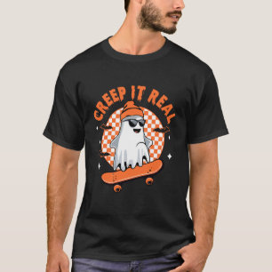 Vintage Retro Halloween Creep It Real Ghost Boy Sk T-Shirt