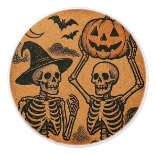 Vintage/Retro Halloween skeletons Ceramic Knob