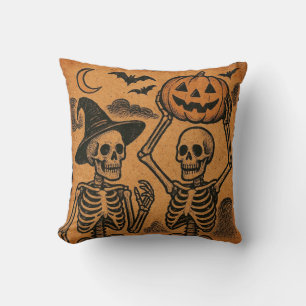 Vintage/Retro Halloween skeletons Cushion
