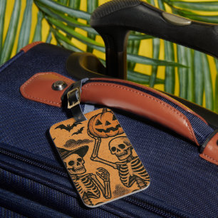 Vintage/Retro Halloween skeletons Luggage Tag