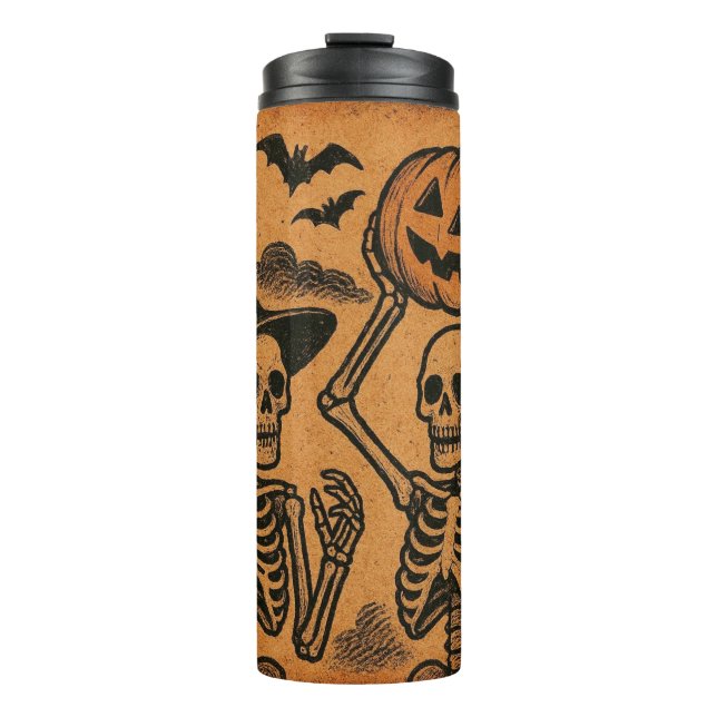 Vintage/Retro Halloween skeletons Thermal Tumbler (Front)