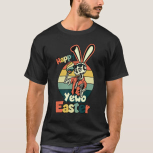 Vintage Retro Happy Easter Day Skull Bunny Rabbit T-Shirt