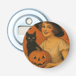 Vintage/retro Happy Halloween witch, cat, pumpkin Bottle Opener