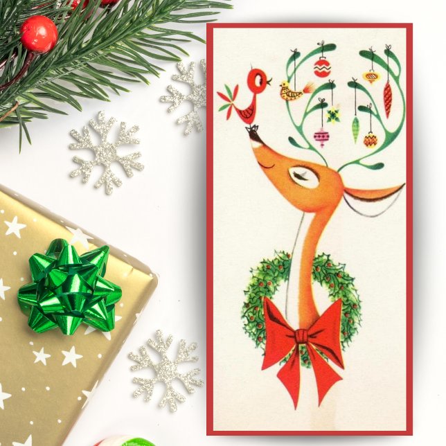 Vintage Retro Happy Reindeer Custom Christmas Holiday Card (Vintage Retro Happy Reindeer Custom Christmas Holiday Card. Add a custom message & your name!)