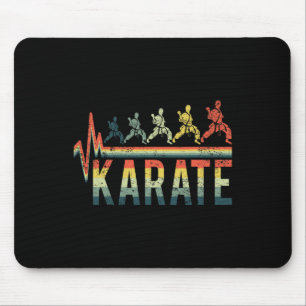 Vintage Retro Heartbeat Word Karate Kickboxing Cut Mouse Pad