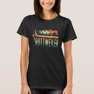 Vintage Retro Heartbeat Word Rottweiler Dog Animal T-Shirt