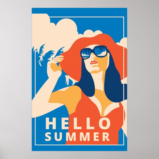 Vintage Retro Hello Summer Poster (Front)