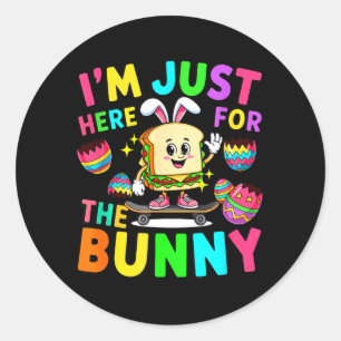 Vintage Retro Here for Bunny Sandwich Colourful Classic Round Sticker