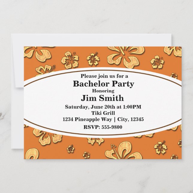 Vintage Retro Hibiscus Tropical Beach  Invitation (Front)