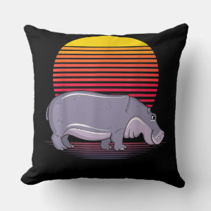 Vintage Retro Hippo Lover Hippopotamus Lover Cushion