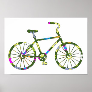 Vintage Retro Hipster Floral Bicycle Poster