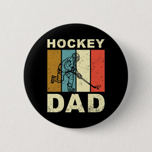 Vintage Retro Hockey Dad Father's Day  6 Cm Round Badge