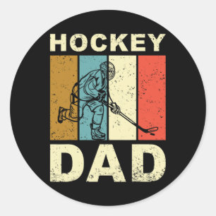 Vintage Retro Hockey Dad Father's Day  Classic Round Sticker