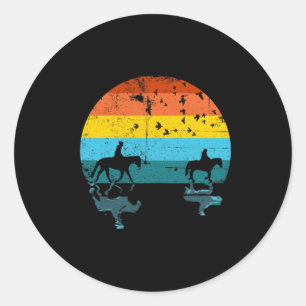 Vintage Retro Horse In The Forest - Horseback Ridi Classic Round Sticker