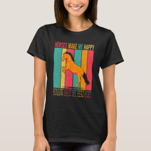 Vintage Retro Horses Make Happy Humans Make Head H T-Shirt