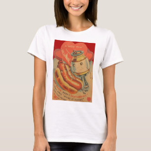 Vintage Retro Hot Dog Mustard Valentine Card T-Shirt