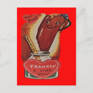 Vintage Retro Hot Dog Valentine Card