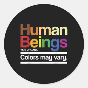 Vintage Retro Human Being 100% Organic Colours May Classic Round Sticker