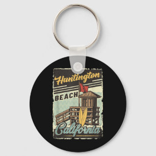 Vintage Retro Huntington Beach California Sunset S Key Ring