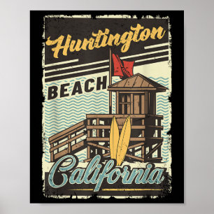 Vintage Retro Huntington Beach California Sunset S Poster